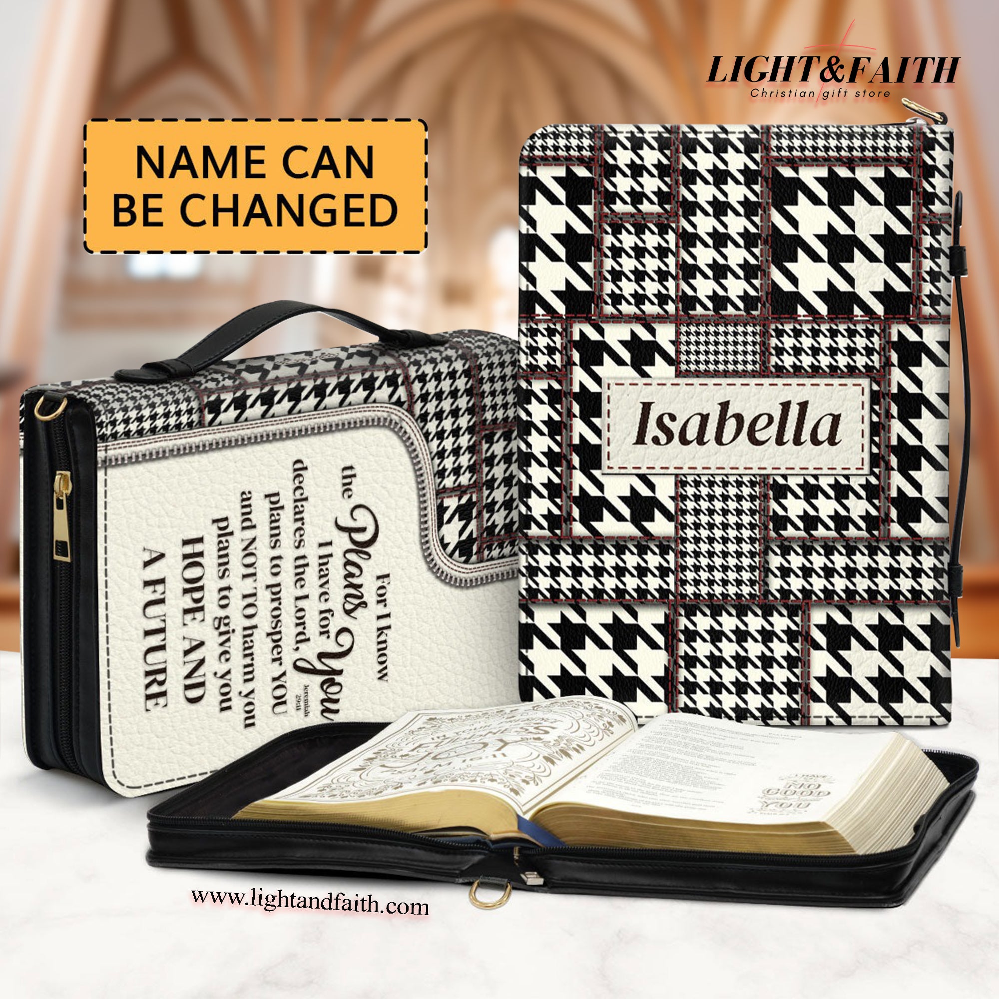 Life Is Good Because God Is Great Leather Book Cover, Personalized Bible Cover With Zipper, Religious Gift For Christians